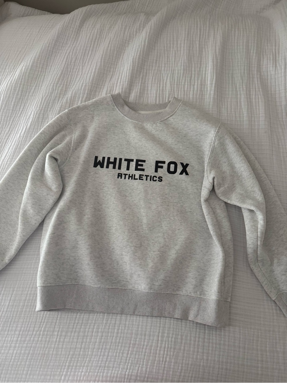 White Fox Boutique Light Gray Crewneck with Black Logo